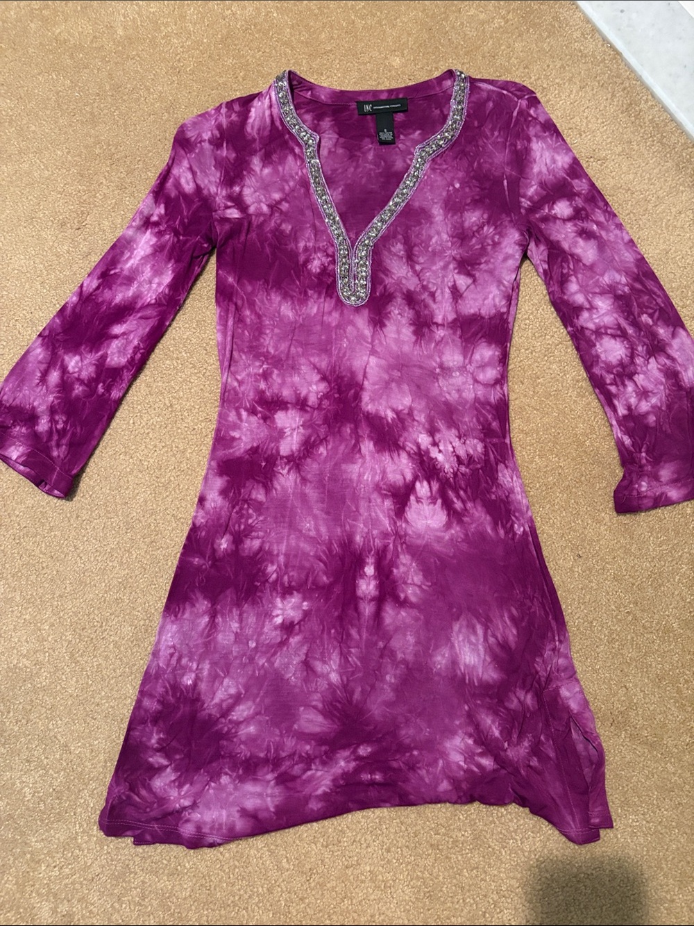 INC International Concepts Purple Embellished V-Neck Top